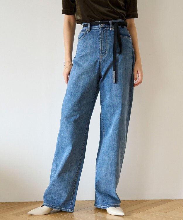 UNFILO 【UNFILO DENIM】撥水 カーブワイドデニム ミッドブルー