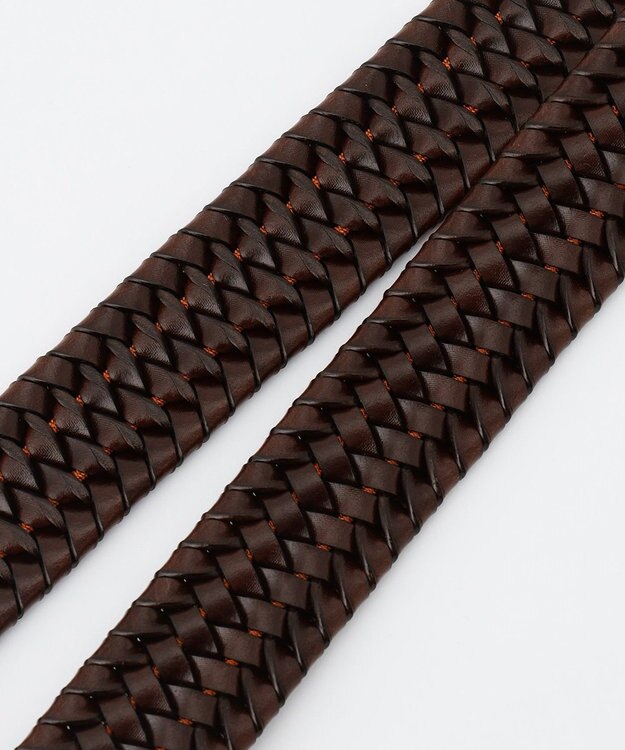 JOSEPH ABBOUD 【イタリア素材・ストレッチ・日本製】ストレッチレザーメッシュ ベルト ダークブラウン系