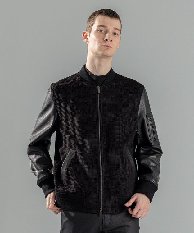 JOSEPH HOMME ライトタックブロックレザー　ブロッキングブルゾン ブラック系