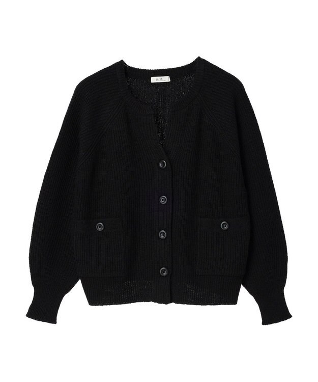 earth music&ecology ブークレーキーネックカーディガン Black