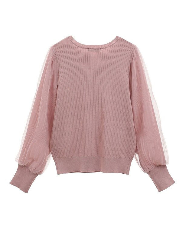 earth music&ecology マジョリカプリーツチュールニットプルオーバー Pink Beige