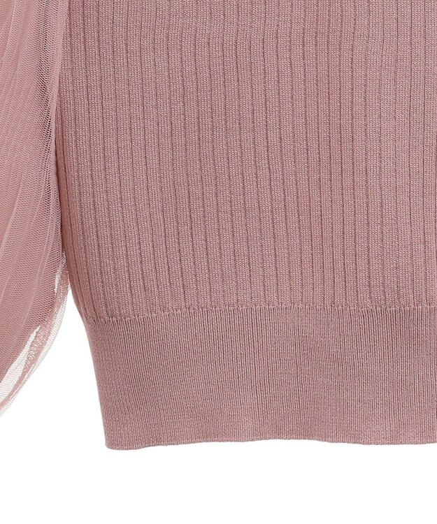 earth music&ecology マジョリカプリーツチュールニットプルオーバー Pink Beige