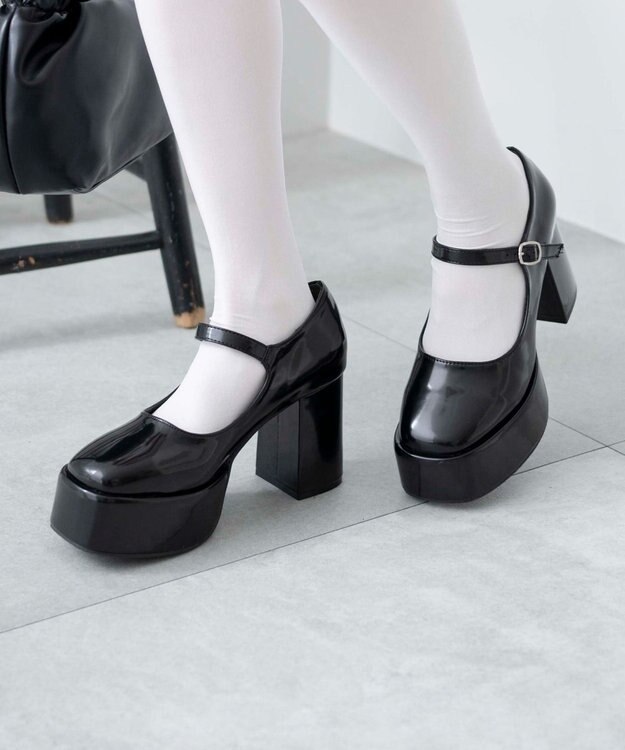 WEGO ボリュームヒールストラップシューズ ブラックその他