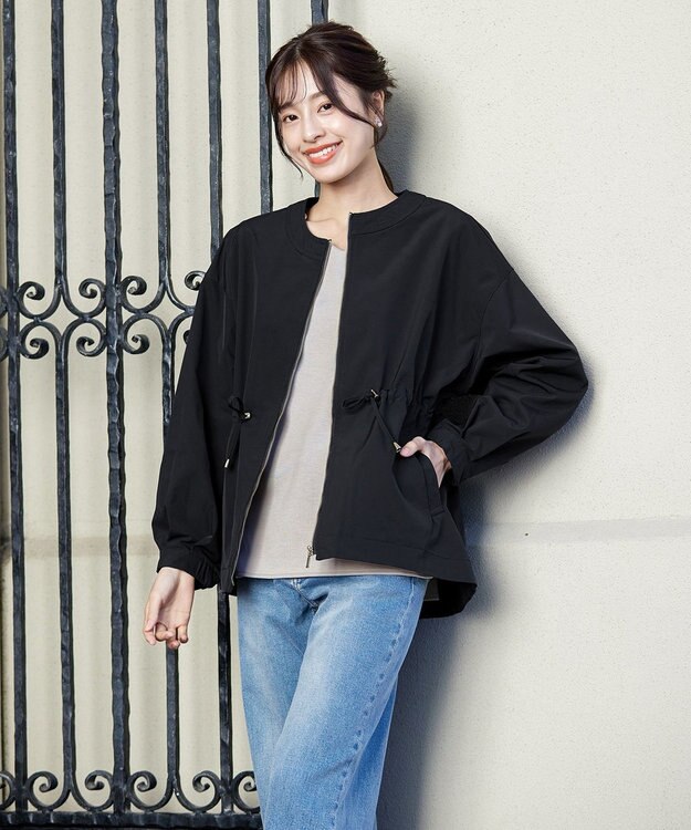 Tiaclasse 【新色追加・洗える】メモリーノーカラードロストブルゾン ブラック