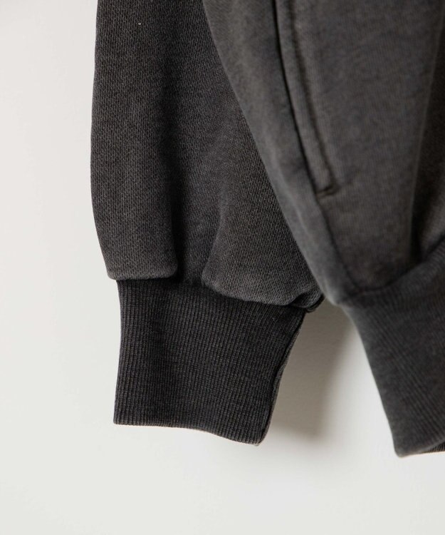 WEGO ピグメントハーフZIPロゴプルパーカー スミクロ