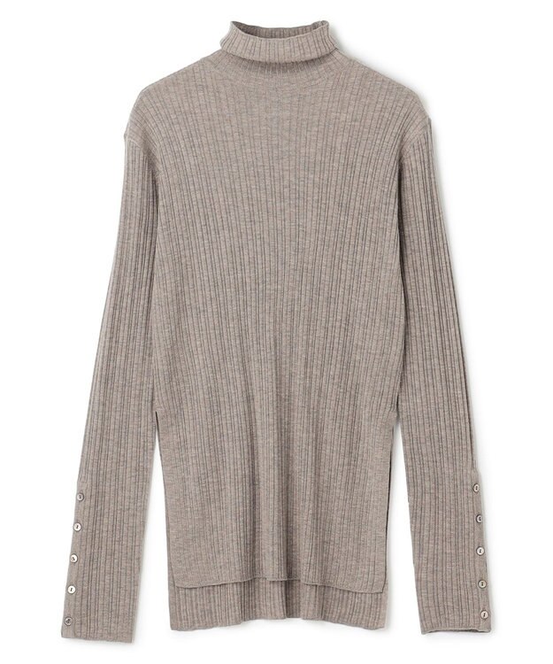 uncrave ハイゲージニット ハイネックリブトップス カーキベージュ