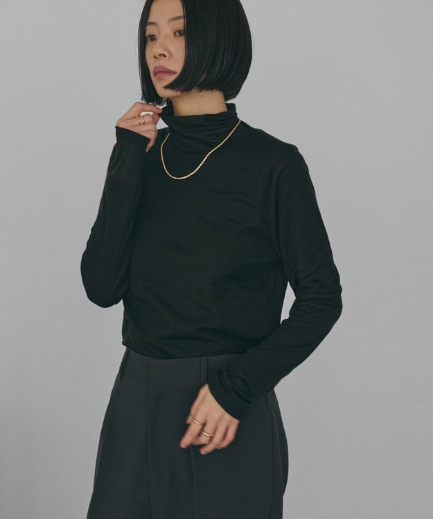 AMERICAN HOLIC シアーテレコタートルネックプルオーバー Black