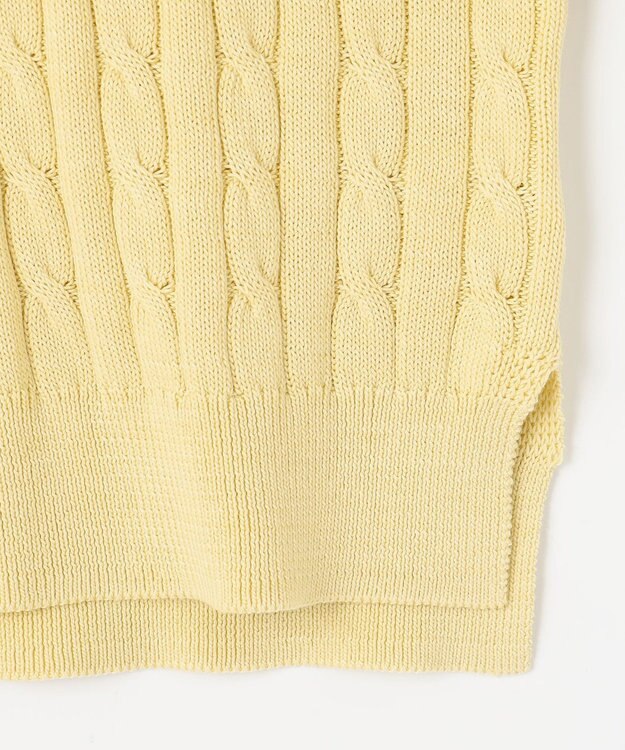 J.PRESS LADIES L 【洗える】GIZA MERCERIZE COTTON ケーブル ニット イエロー系