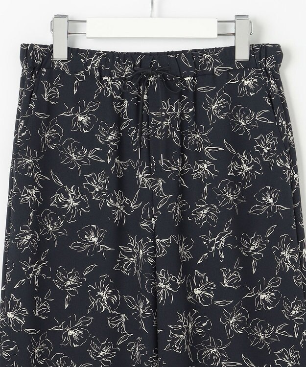 J.PRESS LADIES L 【洗える】ラインフラワープリント ワイドパンツ ネイビーベース系