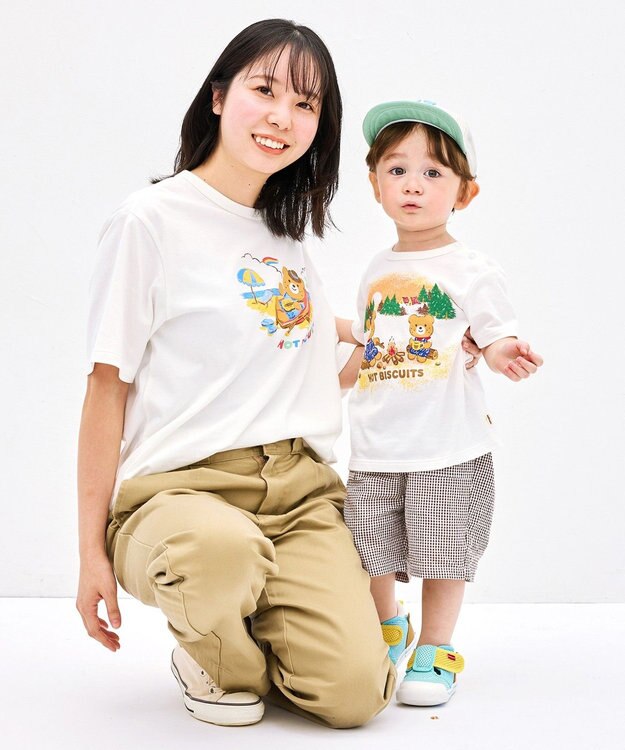 MIKI HOUSE HOT BISCUITS 【家族でおそろい】【155-185cm】アウトドアデザイン(大人用) 半袖Tシャツ ブルー