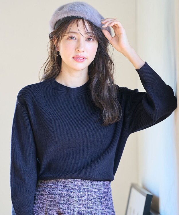 ANY SIS 【洗える】彩色兼美 ニット ネイビー