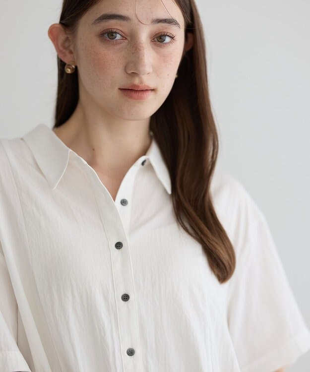 YECCA VECCA 【接触冷感】裾バルーン切替デザインヘムシャツ Khaki