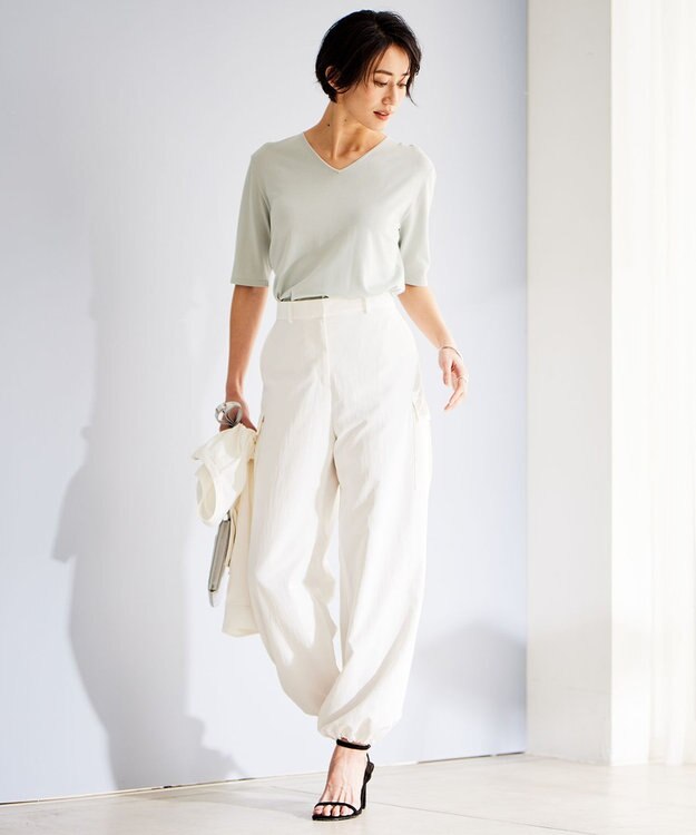 ICB 【WEB限定カラーあり・接触冷感・UVケア・洗える】 シンセティックハイゲージ 半袖ニット アイスグレー系