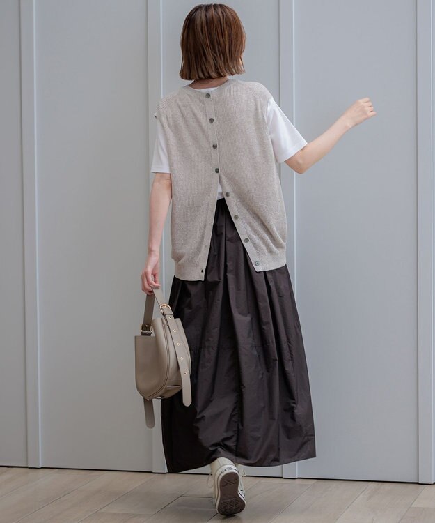 23区 S 【洗える】ナイロンコットンポプリン スカート ダークブラウン系