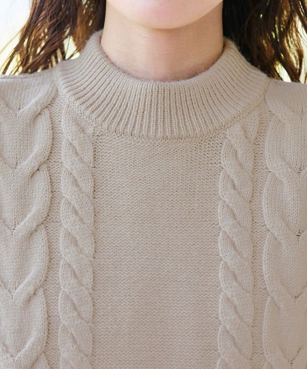 Tiaclasse 【洗える】ケーブル編みニットベスト ライトベージュ