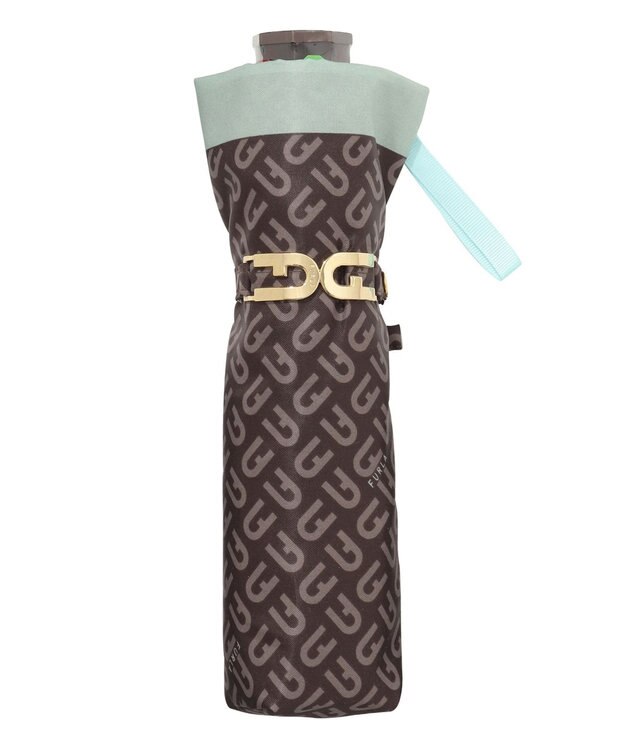 MOONBAT 【耐風】FURLA(フルラ) 折りたたみ傘 モノグラム 8本骨 大きめ55cm 日本製 ミントグリーン