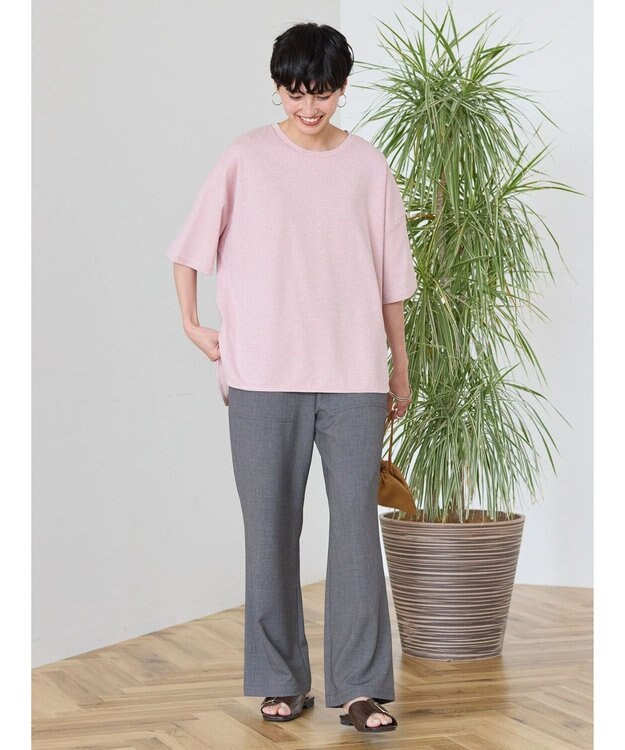 AMERICAN HOLIC 接触冷感裾ラウンドカットプルオーバー Border Pink