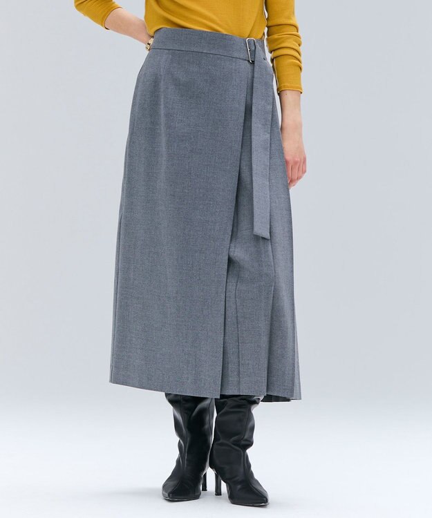 BEIGE， 【セットアップ対応・洗える・BAILA 11月号掲載】ZEPHYR / ウールライクアシンメトリープリーツスカート Top Gray