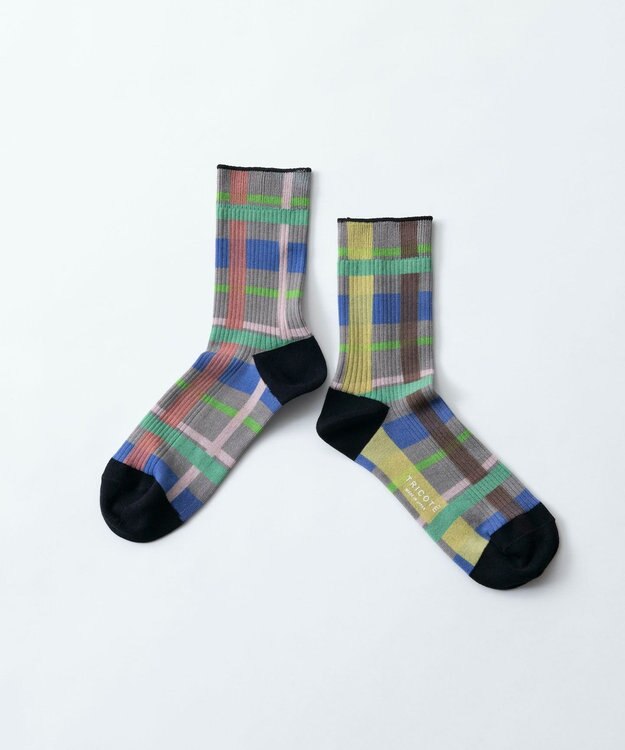 TRICOTE CHECK LINK SOCKS／チェックリンクソックス 95GRAY