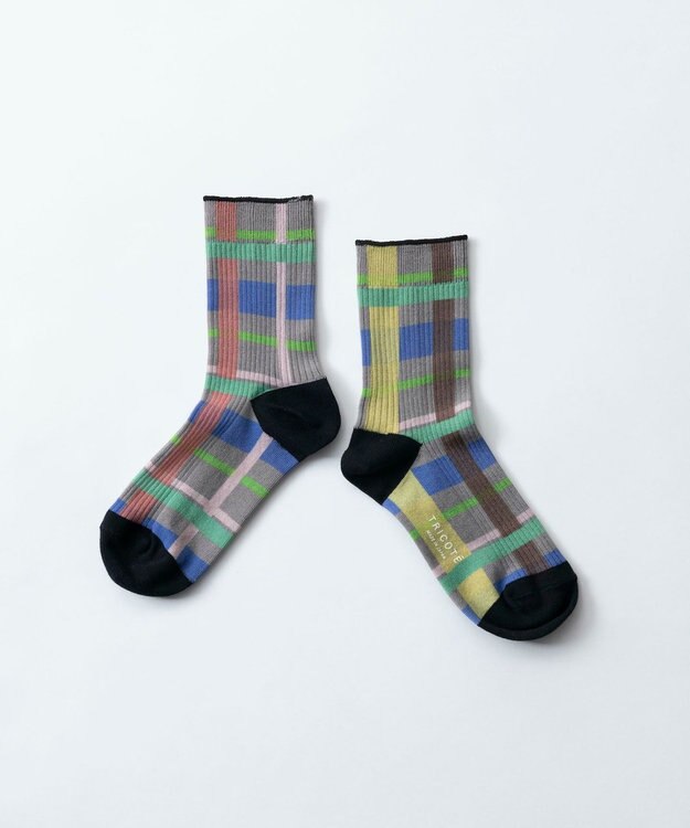 TRICOTE CHECK LINK SOCKS／チェックリンクソックス 95GRAY