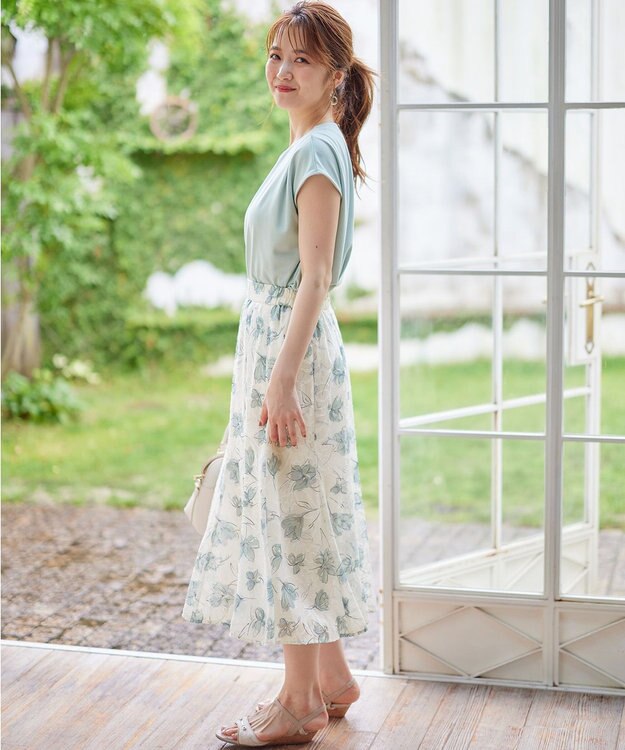 ANY SIS 【2WAY】ペイントフラワー スカート アイボリーベース