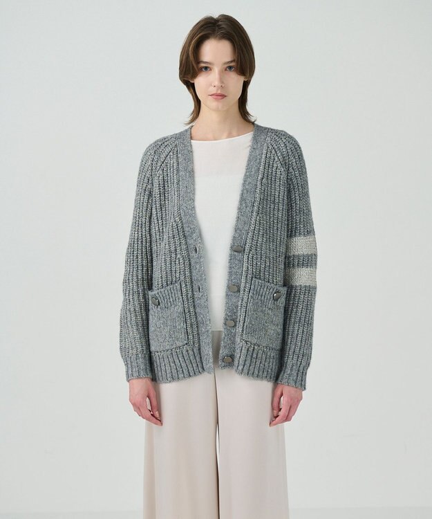 GRACE CONTINENTAL ラメニットカーディガン グレー
