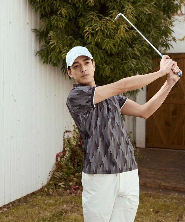 FILA GOLF／marie claire 【Kappa】柄半袖ポロシャツ ブラック