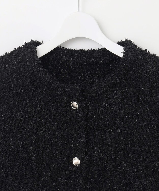 Feroux 【洗える】ミックスヤーンニット ジャケット ブラック系