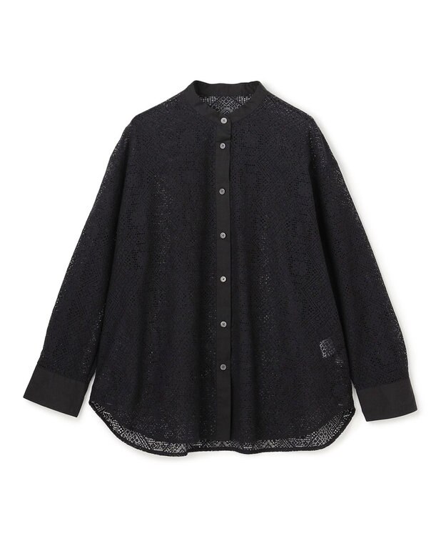 UNFILO ブロックレース バンドカラーシャツ ブラック