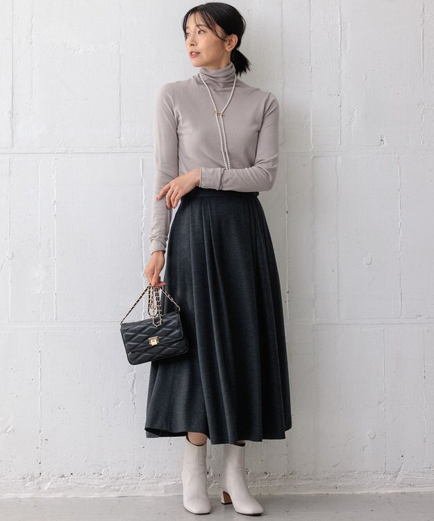 23区 S 【Oggi1月号/CLASSY.11月号掲載】スムージーコットン タートルネック ニット ライトグレー系