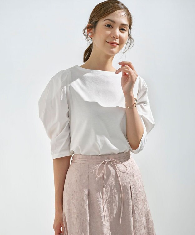 組曲 L 【接触冷感】コンビネーションポンチデザイン カットソー アイボリー系