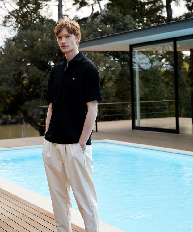 23区GOLF 【23Fondation/MEN】ワッフルポロシャツ ブラック系