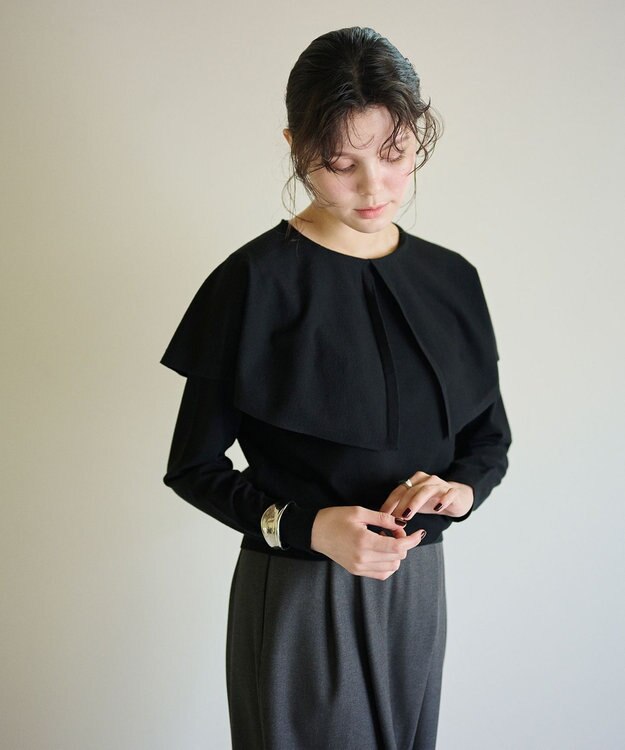 #Newans 【洗える】ケープカラープルオーバー ブラック