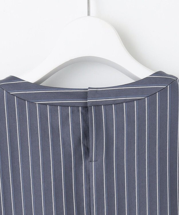 J.PRESS LADIES ストライプジャージー ピンタック カットソー ライトグレー系1