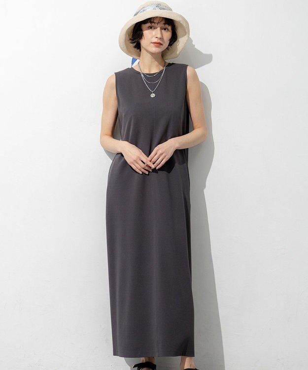 23区 L 【先行予約】ダブルフェイスジャージー Iラインワンピース グレー系