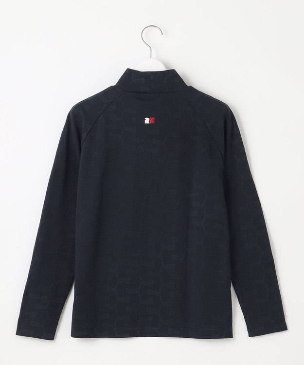 23区GOLF 【WOMEN】クラブジャガード柄 モックネックシャツ ネイビー系