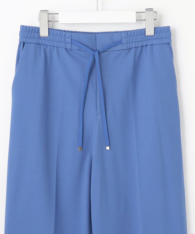 自由区 【洗える】ライトフィールジャージーワイドストレート パンツ ブルー