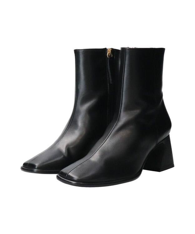 INTER-CHAUSSURES 【ANGEL ALARCON】フレアヒールセンターシームショートブーツ ブラック