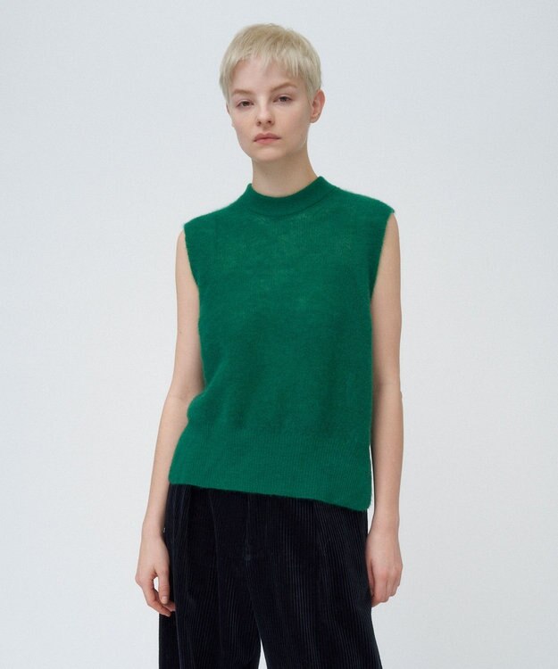 ATON SUPER KID MOHAIR | クルーネックベスト GREEN