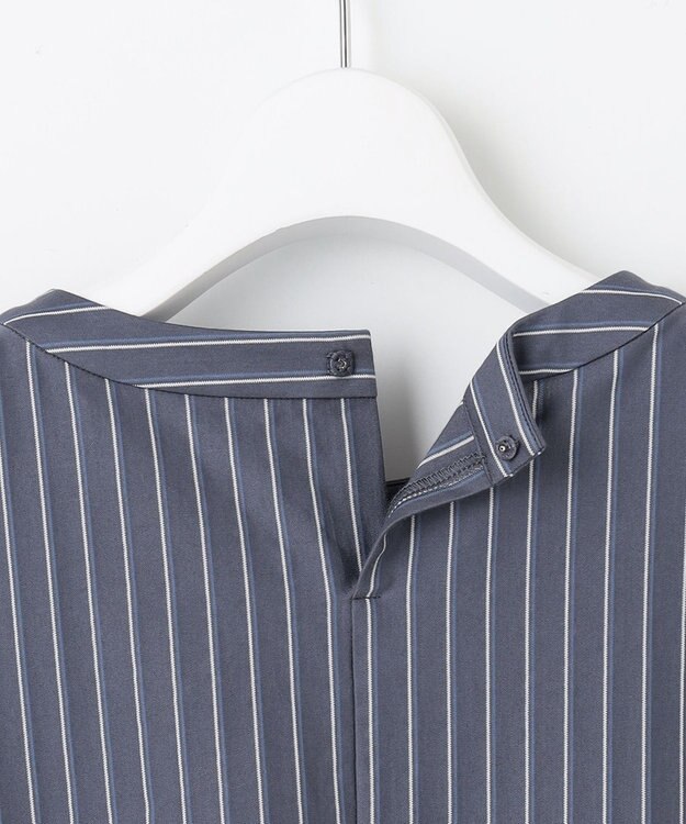 J.PRESS LADIES ストライプジャージー ピンタック カットソー ライトグレー系1