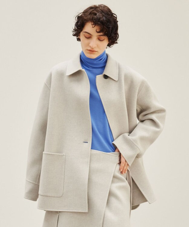 BEIGE， GRASSE / ステンカラーリバーショートコート L Gray