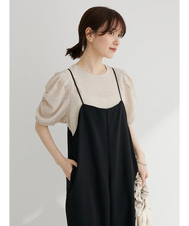 Green Parks 細ひもゆったりサロペット Black