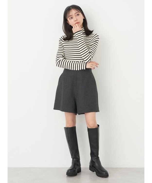 earth music&ecology やわらかタッチリブタートルネックプルオーバー Border