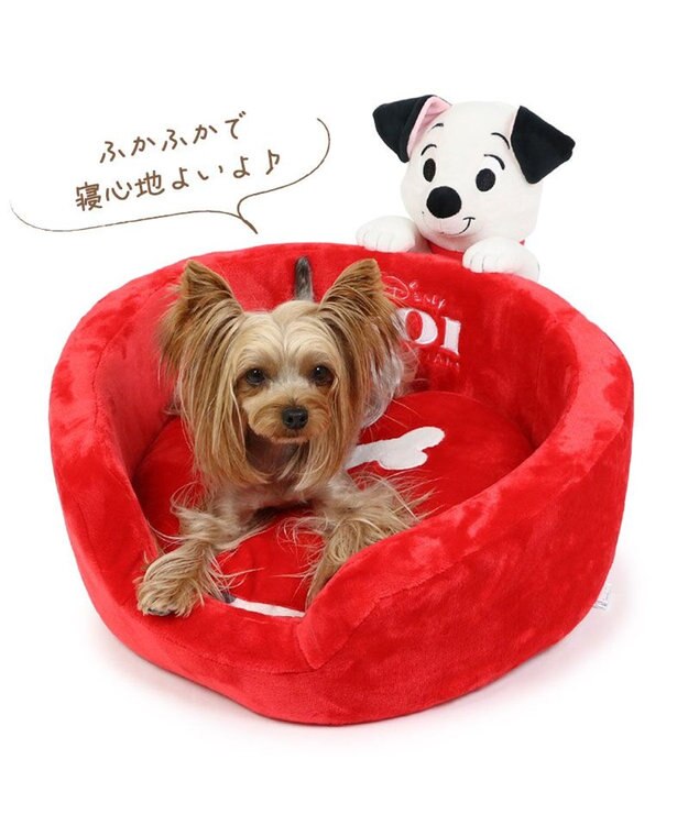 PET PARADISE 犬 ベッド ディズニー １０１匹わんちゃん カドラーベッド (53×53cm) 赤