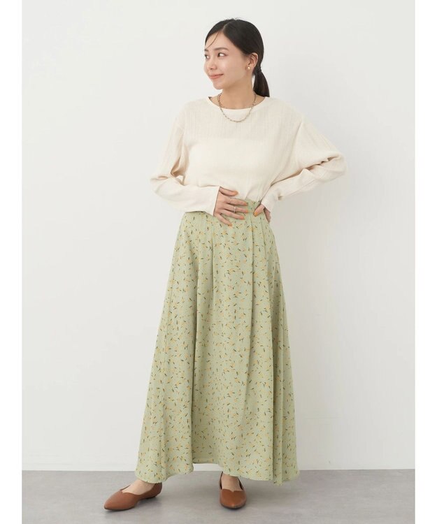 earth music&ecology コットンシアークルーネックプルオーバー Ivory