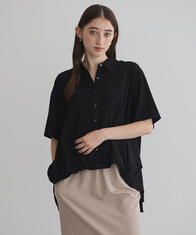 YECCA VECCA 【接触冷感】裾バルーン切替デザインヘムシャツ Khaki