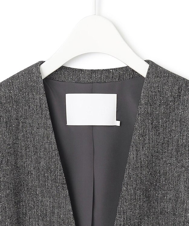 ICB L ミックスヤーンツイード ノーカラージャケット グレー系7