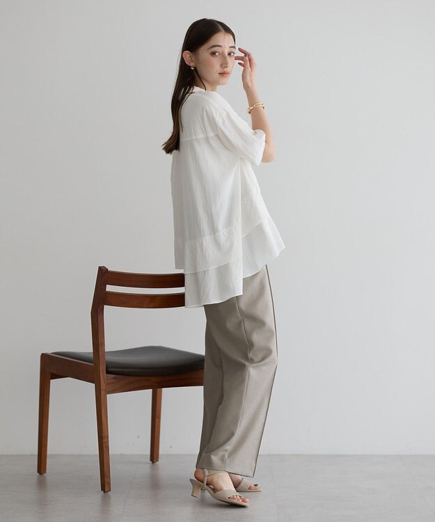 YECCA VECCA 【接触冷感】裾バルーン切替デザインヘムシャツ Khaki