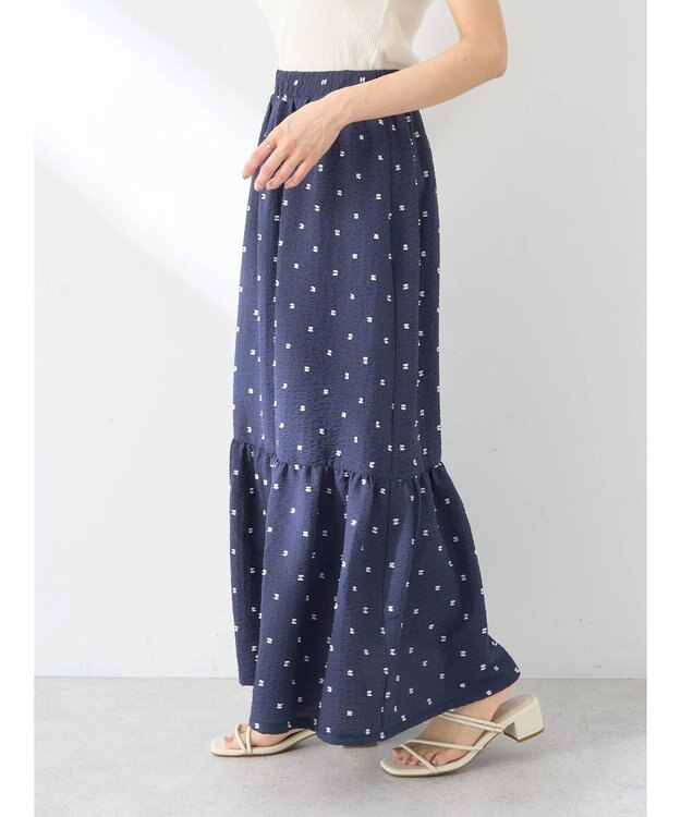 earth music&ecology ドットドビーフレアスカート Navy