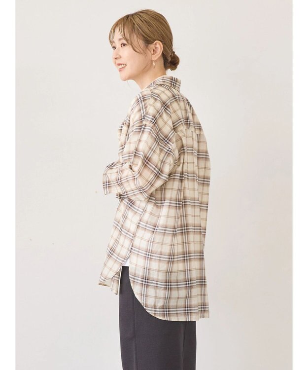 AMERICAN HOLIC 接触冷感Ｗポケットボイルシャツ Check Ivory